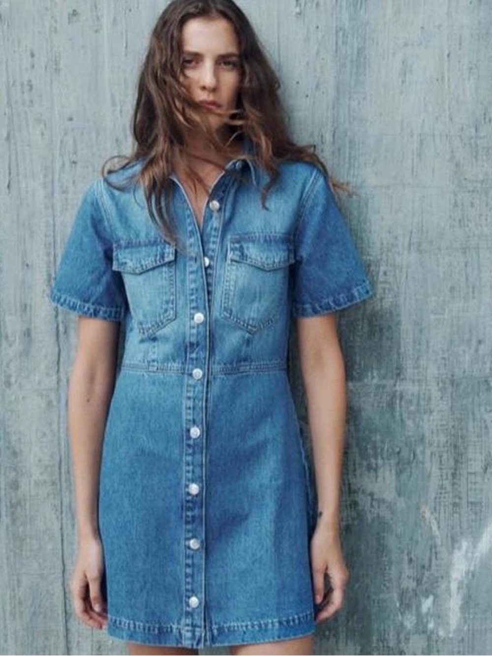 Zara Denim Button Dress - Picture 3 of 3
